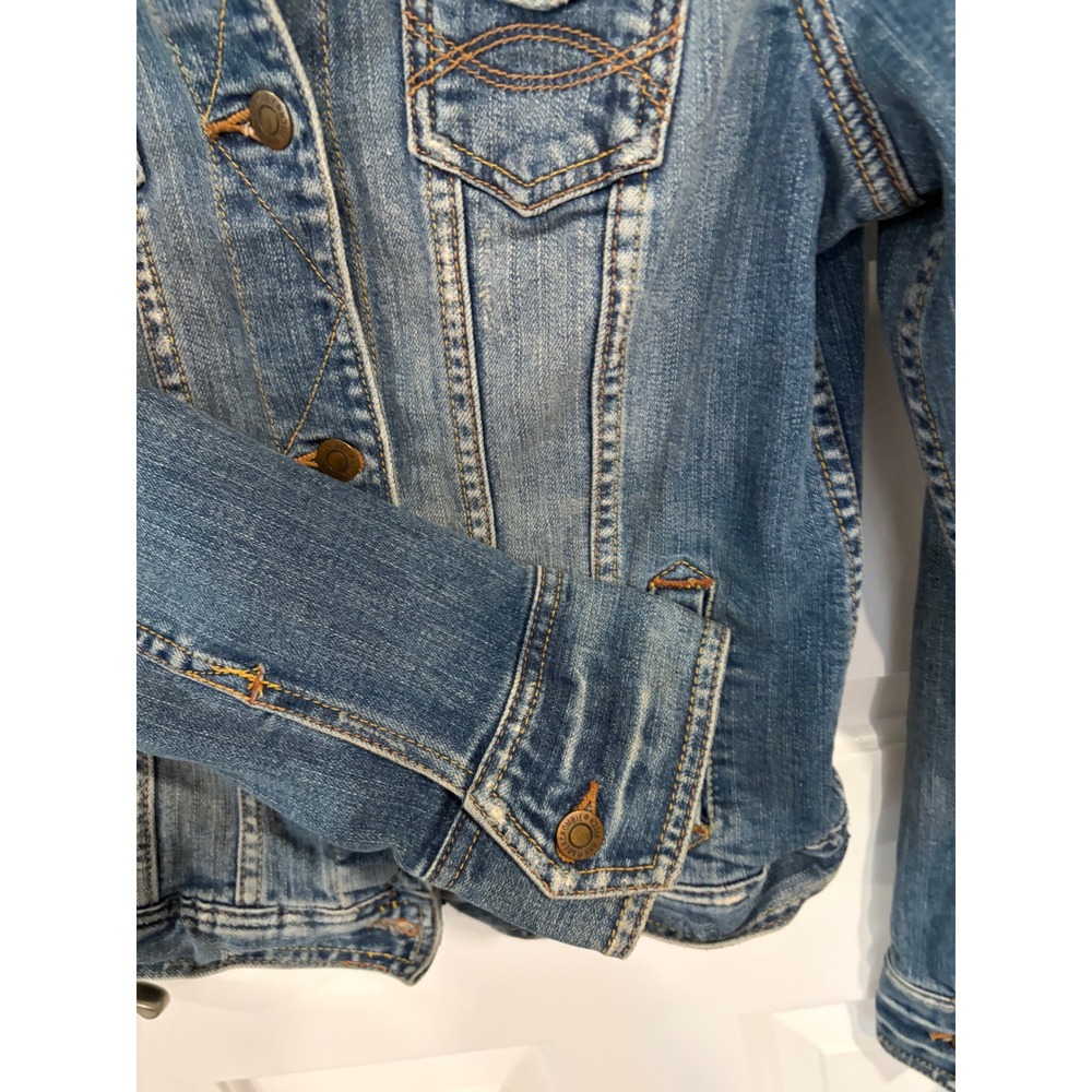 Vintage Y2K Abercrombie & Fitch Size Medium Fitted Denim Trucker Jean Jacket - Picture 5 of 6